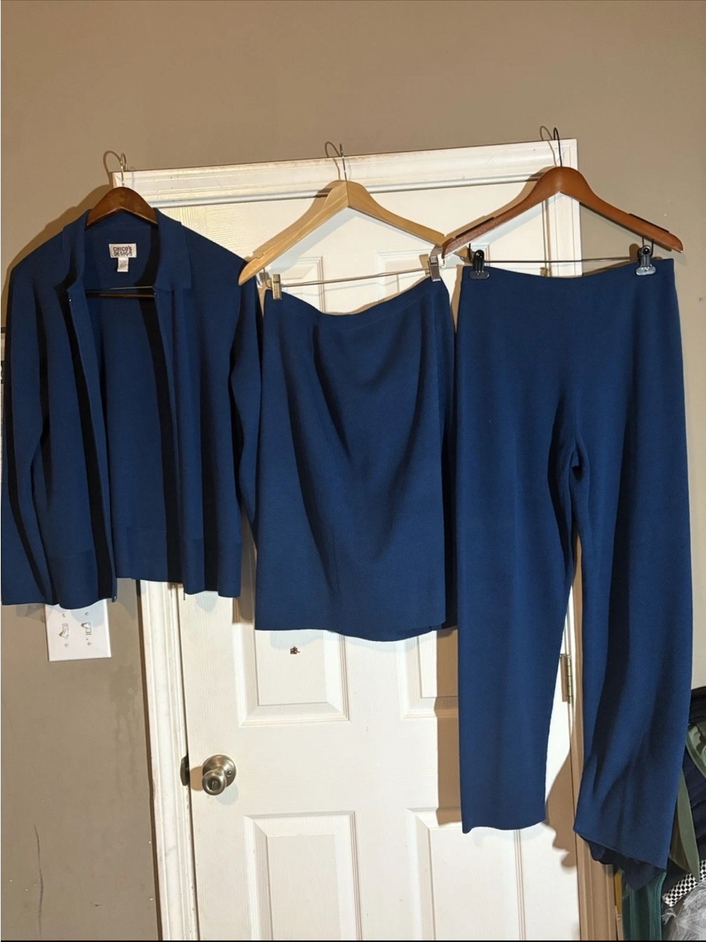 Chico's Design Navy Knit Top with Label